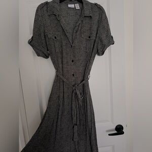 Black and white checkered Button up dress with tie